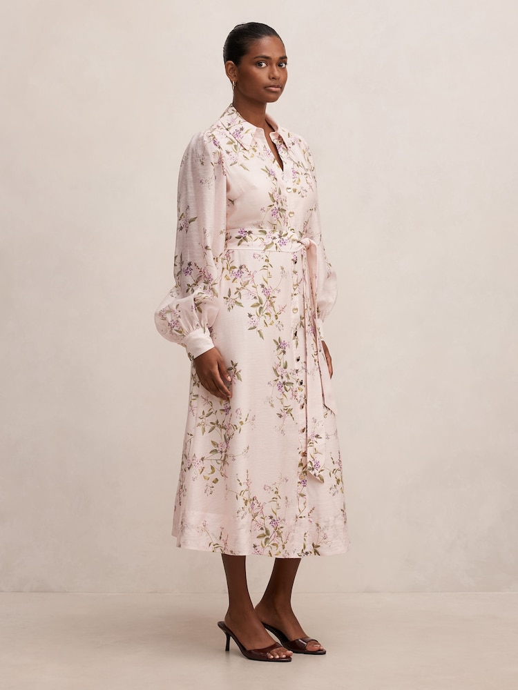 Forever New Pink Hazel Petite Shirt Midi Dress Contains Linen - Image 2 of 4 Forever New Pink Hazel Petite Shirt Midi Dress Contains Linen - Image 2 of 4
