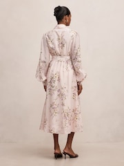 Forever New Pink Hazel Petite Shirt Midi Dress Contains Linen - Image 3 of 4