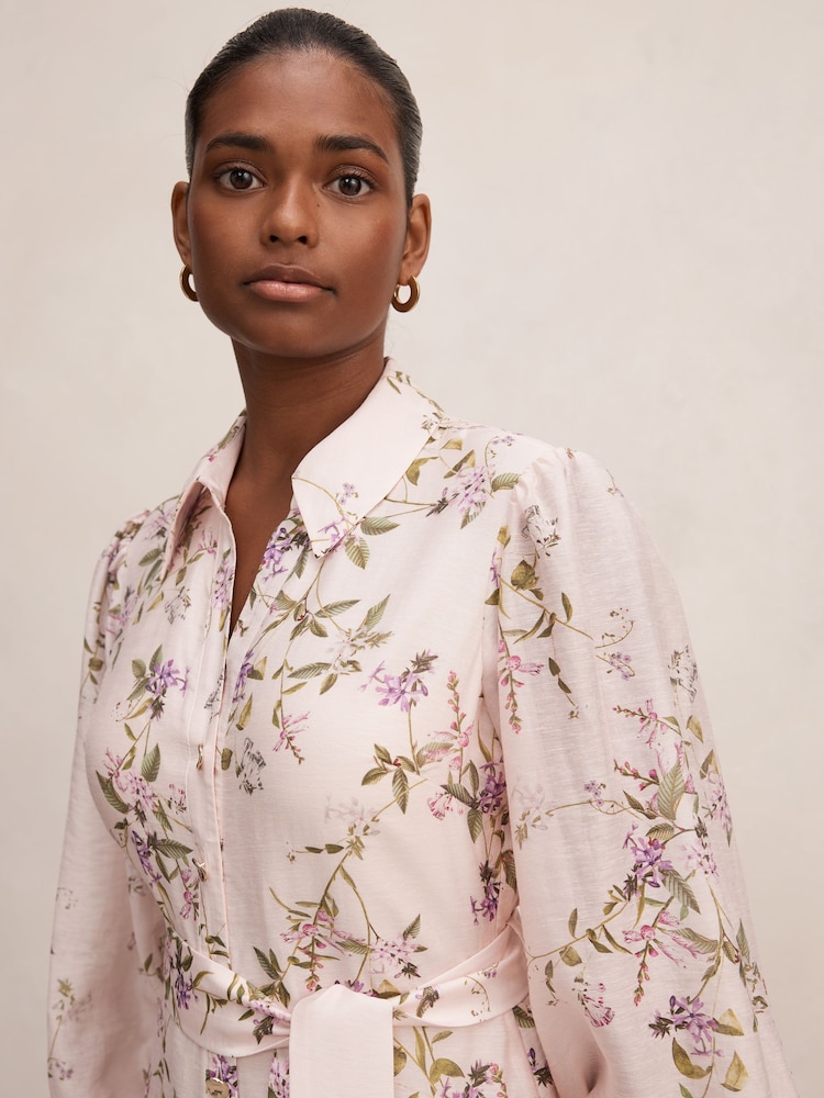 Forever New Pink Hazel Petite Shirt Midi Dress Contains Linen - Image 4 of 4 Forever New Pink Hazel Petite Shirt Midi Dress Contains Linen - Image 4 of 4