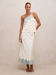 Forever New Cream Adele Lace Trim Midi Skirt - Image 6 of 6