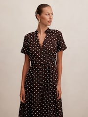 Forever New Brown Therese Short Sleeves Midi Dress - Image 3 of 4