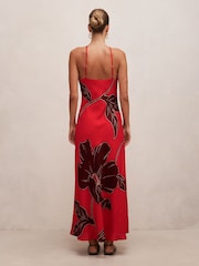 Forever New Red Linen Blend Nova Arrow Neck Maxi Dress - Image 2 of 4