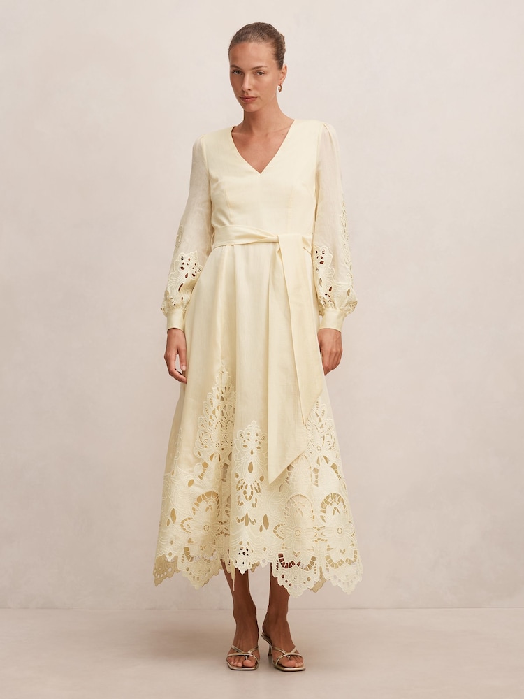 Forever New Yellow Ashlee Long Sleeves Maxi Dress Contains Linen - Image 1 of 4 Forever New Yellow Ashlee Long Sleeves Maxi Dress Contains Linen - Image 1 of 4