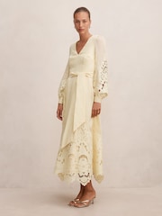 Forever New Yellow Ashlee Long Sleeves Maxi Dress Contains Linen - Image 4 of 4