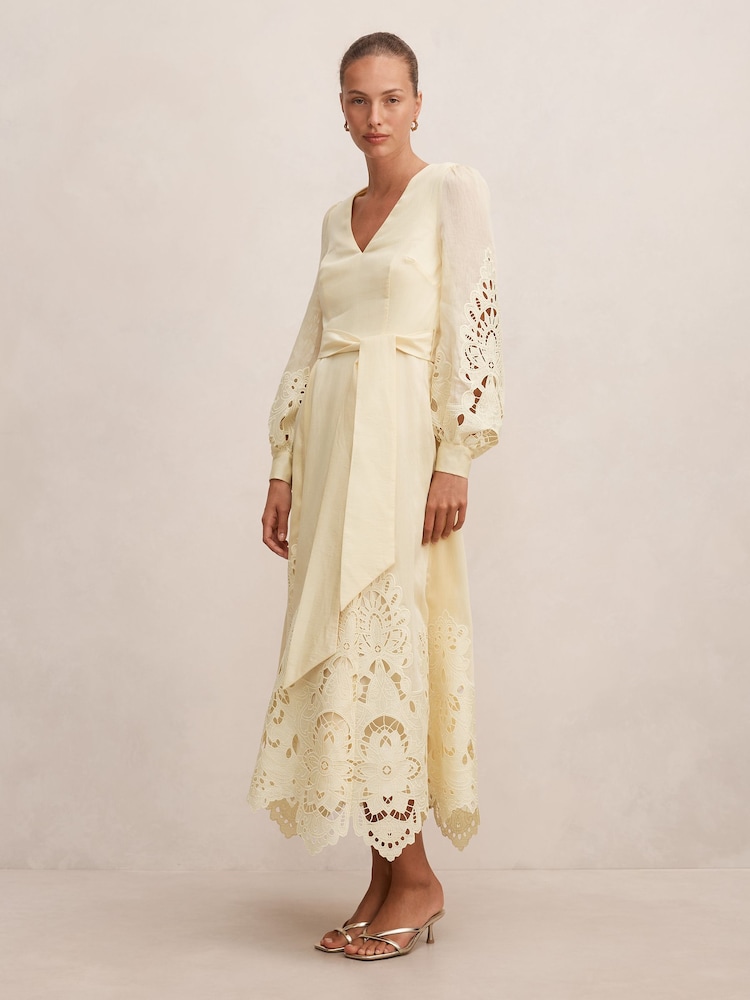 Forever New Yellow Ashlee Long Sleeves Maxi Dress Contains Linen - Image 4 of 4 Forever New Yellow Ashlee Long Sleeves Maxi Dress Contains Linen - Image 4 of 4