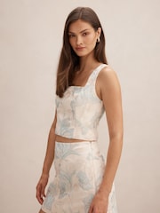 Forever New White Calliope Embellished Top Contains Linen - Image 4 of 5