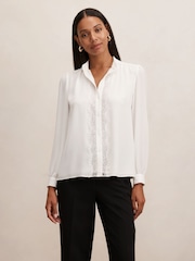 Forever New White Poppy Lace Trim Blouse - Image 1 of 5