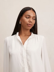 Forever New White Poppy Lace Trim Blouse - Image 3 of 5