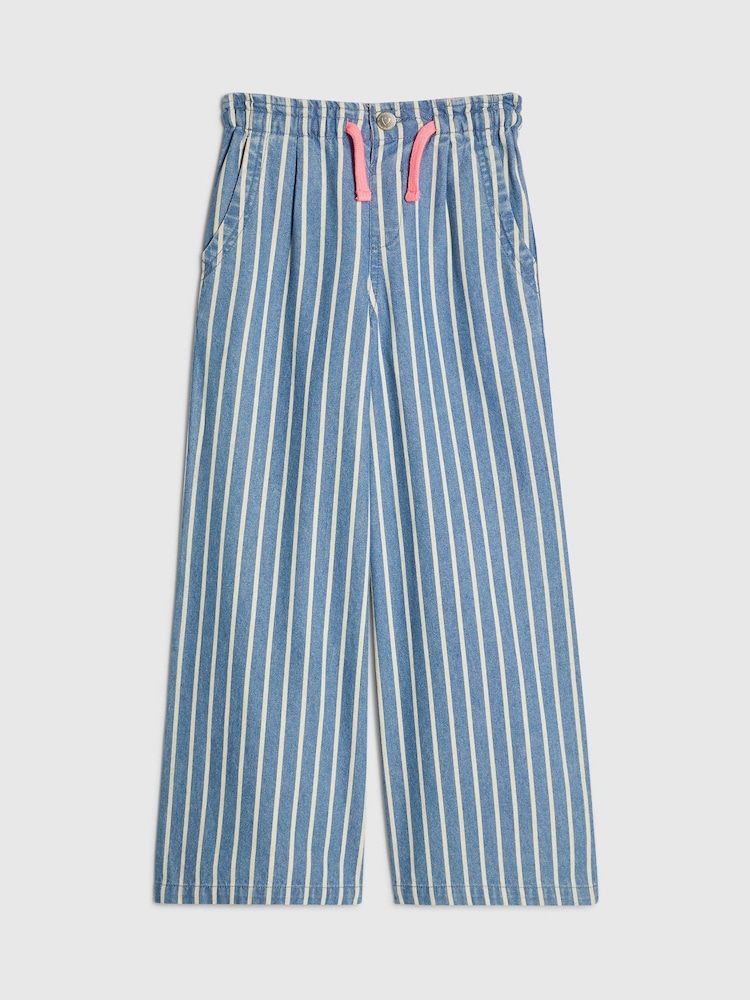 River Island Blue Stripe Pull On Wide Fit Jeans - Image 1 of 4