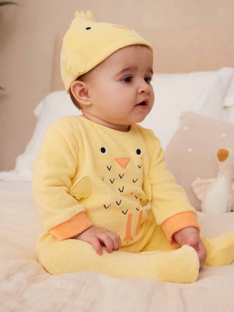 Yellow Chick Baby Sleepsuit & Hat Set (0mths-2yrs) - Image 1 of 10