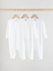 Bela - Dojenček Two Way Zip brez stopal 100% Cotton Sleepsuits 3 Paket (0mesec-2leto) - Slika 1 iz 10