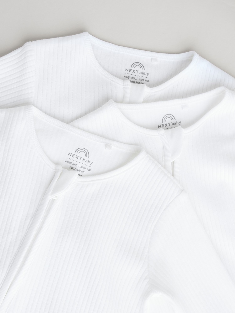 Blanc - Lot de 3 dors-bien zippés sans pieds 100% coton (02ans) - Image 6 of 10