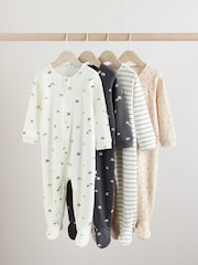 White/Black Two Way Zip Baby Sleepsuits 4 Pack (0mths-2yrs) (0mths-2yrs) - Image 1 of 14