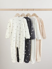 White/Black Two Way Zip Baby Sleepsuits 4 Pack (0mths-2yrs) (0mths-2yrs) - Image 2 of 14