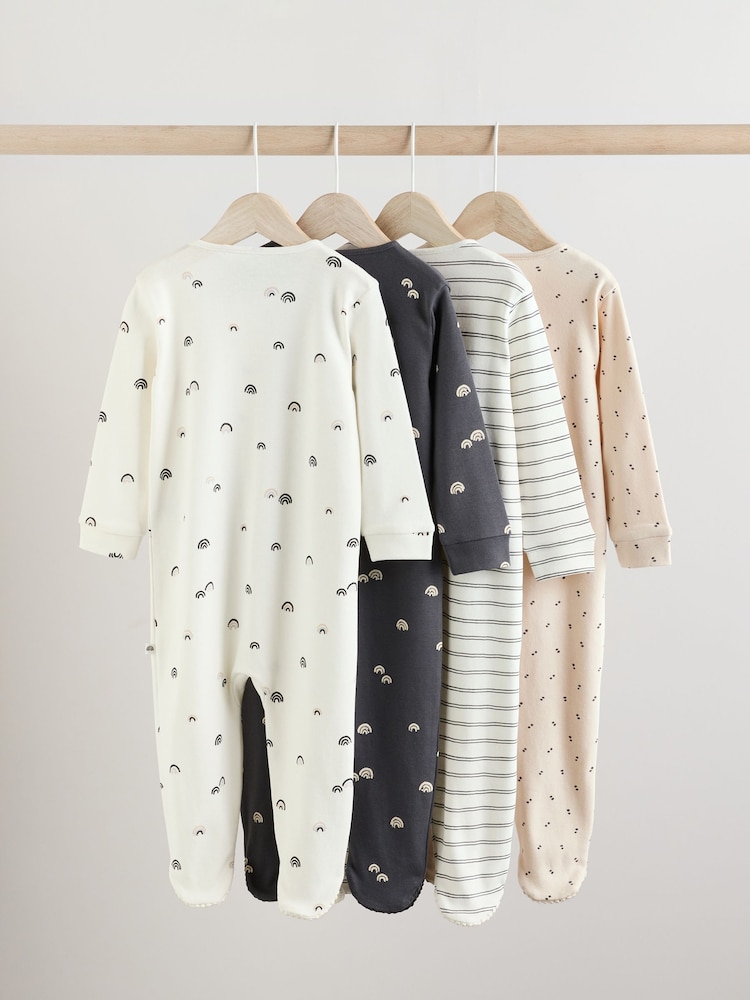 White/Black Two Way Zip Baby Sleepsuits 4 Pack (0mths-2yrs) (0mths-2yrs) - Image 2 of 14