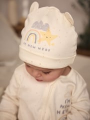 Blanco - Conjunto de gorro y pijama tipo pelele de algodón 100 % para bebé con mensaje "I'm New Here" (0-6 meses) - Imagen 5 de 14