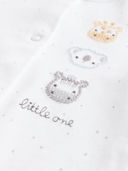 White Baby Animal Print 100% Cotton Sleepsuits 3 Pack (0-2yrs) - Image 10 of 12