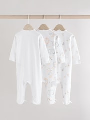 White Baby Animal Print 100% Cotton Sleepsuits 3 Pack (0-2yrs) - Image 2 of 12
