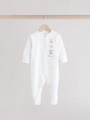 White Baby Animal Print 100% Cotton Sleepsuits 3 Pack (0-2yrs) - Image 3 of 12