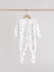 White Baby Animal Print 100% Cotton Sleepsuits 3 Pack (0-2yrs) - Image 4 of 12