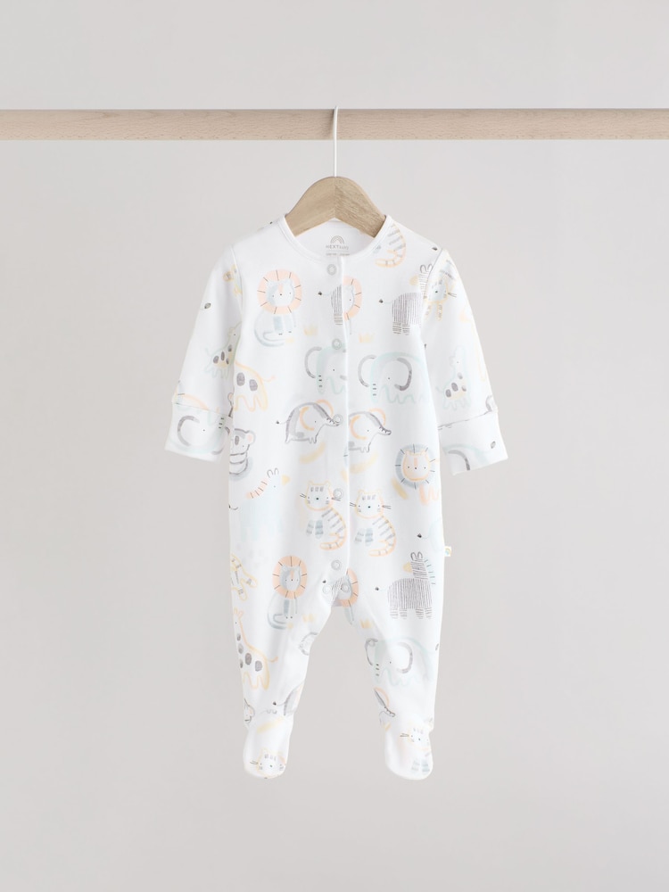 Weiß - Baby-Schlafanzüge mit Tiermuster aus 100 % Baumwolle im 3er-Pack (0–2 Jahre) - Image 4 of 12