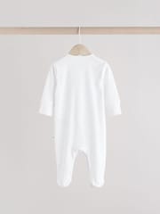 White Baby Animal Print 100% Cotton Sleepsuits 3 Pack (0-2yrs) - Image 5 of 12