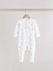 White Baby Animal Print 100% Cotton Sleepsuits 3 Pack (0-2yrs) - Image 6 of 12