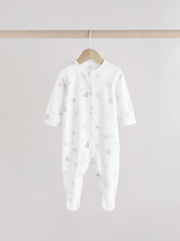 Weiß - Baby-Schlafanzüge mit Tiermuster aus 100 % Baumwolle im 3er-Pack (0–2 Jahre) - Image 6 of 12