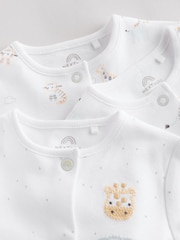 White Baby Animal Print 100% Cotton Sleepsuits 3 Pack (0-2yrs) - Image 8 of 12