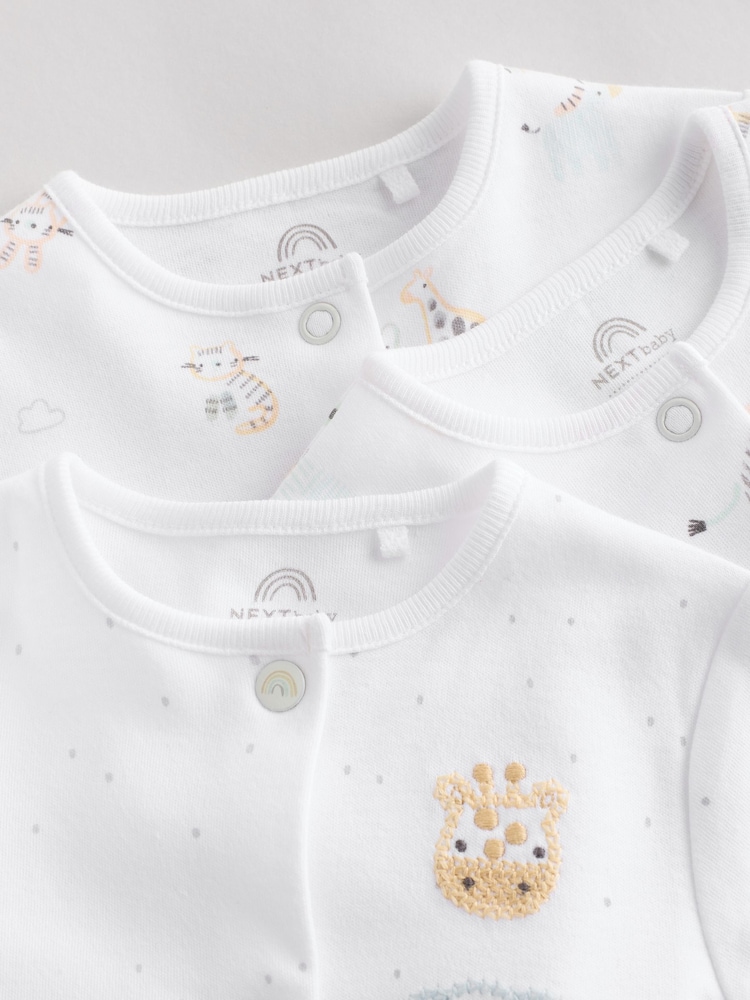 Weiß - Baby-Schlafanzüge mit Tiermuster aus 100 % Baumwolle im 3er-Pack (0–2 Jahre) - Image 8 of 12