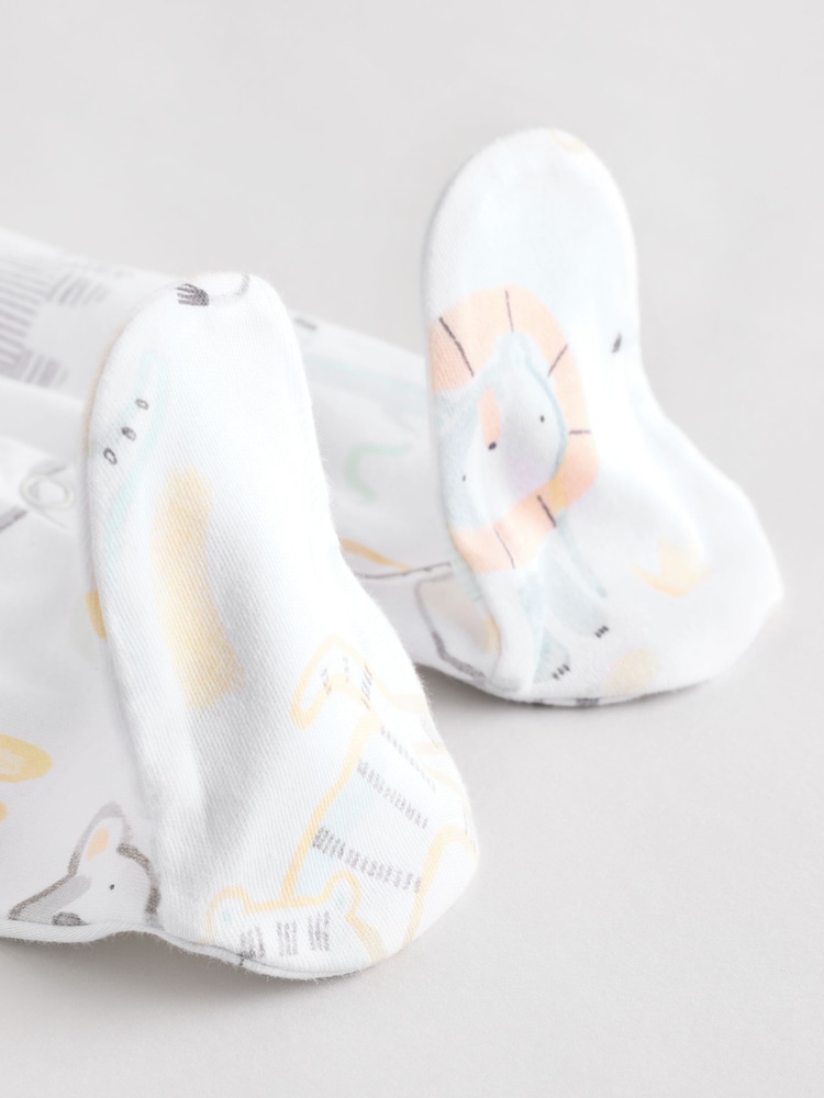 Weiß - Baby-Schlafanzüge mit Tiermuster aus 100 % Baumwolle im 3er-Pack (0–2 Jahre) - Image 9 of 12