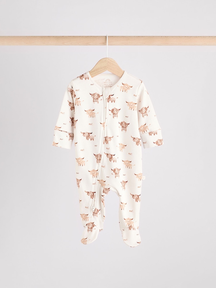 Neutral Hamish Baby 100% Cotton Sleepsuits 3 Pack (0mths-2yrs) - Image 5 of 14
