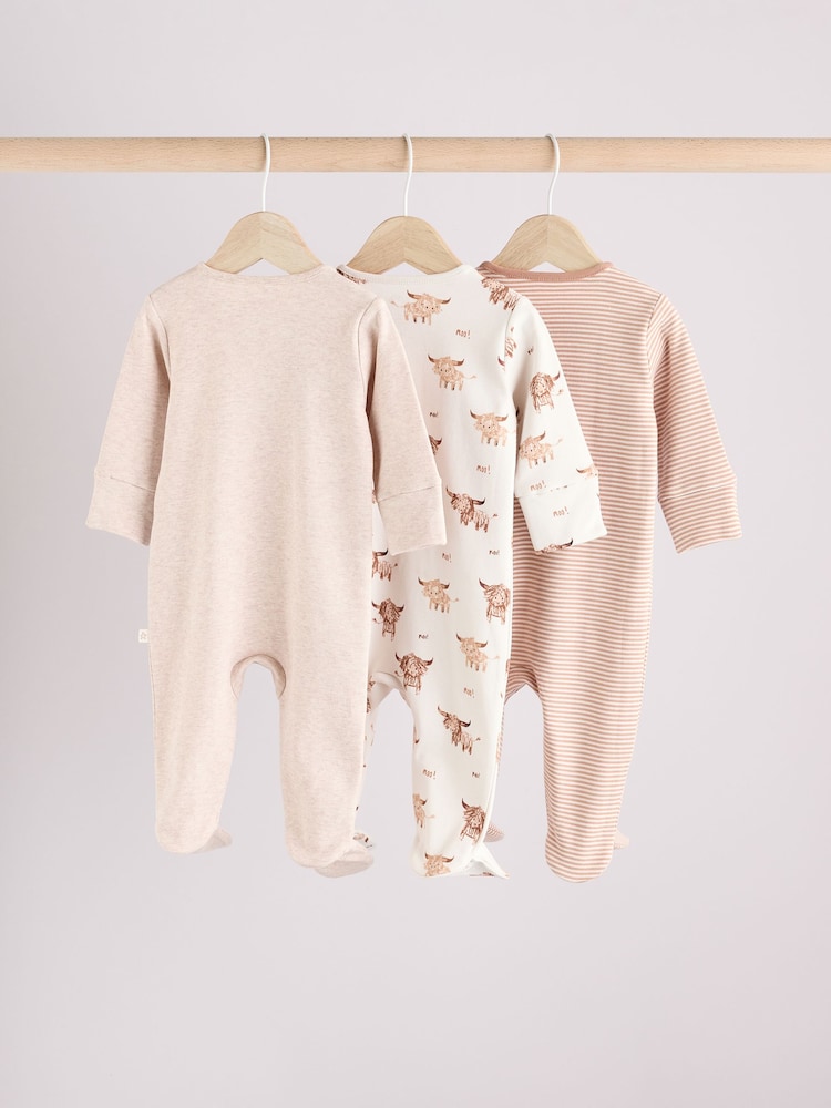 Neutral Hamish Baby 100% Cotton Sleepsuits 3 Pack (0mths-2yrs) - Image 6 of 14