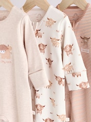 Neutral Hamish Baby 100% Cotton Sleepsuits 3 Pack (0mths-2yrs) - Image 8 of 14