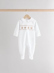 White 100% Cotton Sleepsuits 3 Pack (0-2yrs) - Image 3 of 12