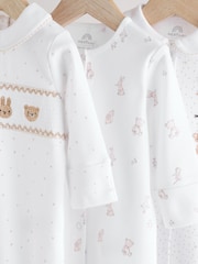 White 100% Cotton Sleepsuits 3 Pack (0-2yrs) - Image 7 of 12