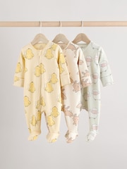 Rumena - dojenček Spring Two Way Zip 100% Cotton Sleepsuits 3 Paket (0mesec-2leto) - Slika 1 iz 11