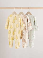 Rumena - dojenček Spring Two Way Zip 100% Cotton Sleepsuits 3 Paket (0mesec-2leto) - Slika 2 iz 11