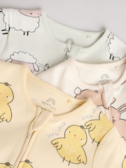 Rumena - dojenček Spring Two Way Zip 100% Cotton Sleepsuits 3 Paket (0mesec-2leto) - Slika 7 iz 11