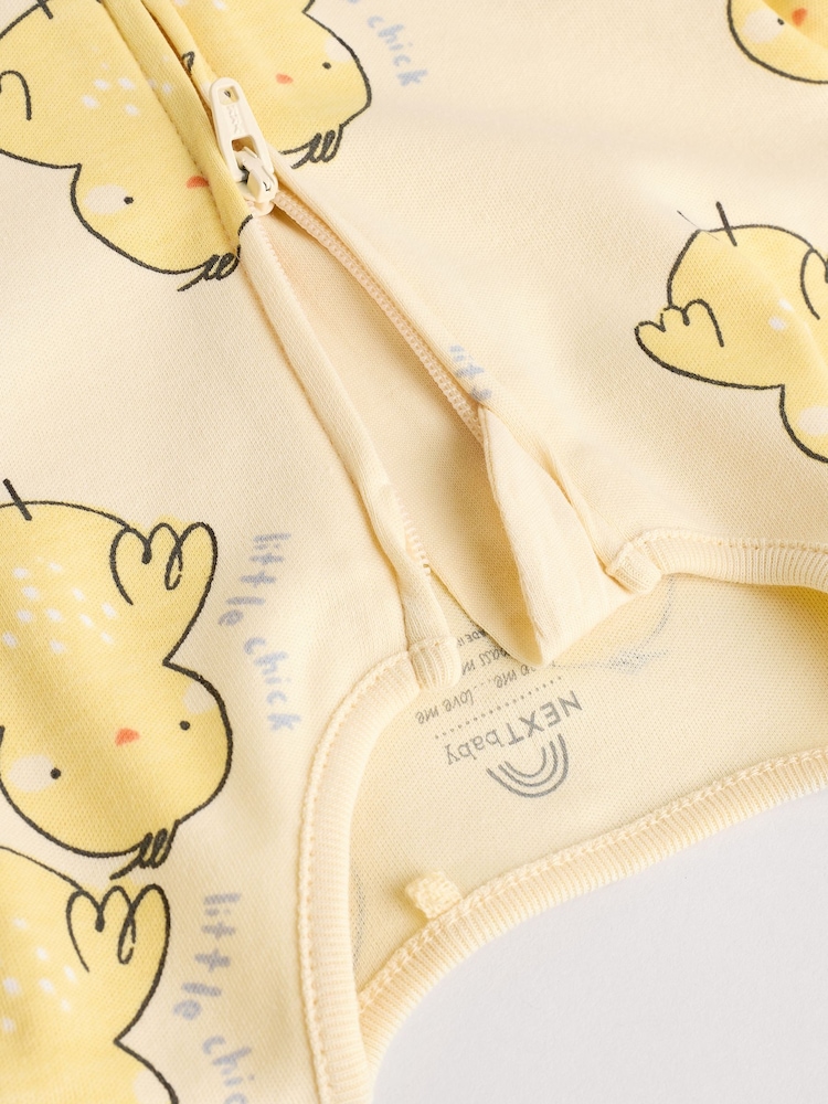 Yellow Baby Spring Two Way Zip 100% Cotton Sleepsuits 3 Pack (0mths-2yrs) - Image 8 of 11