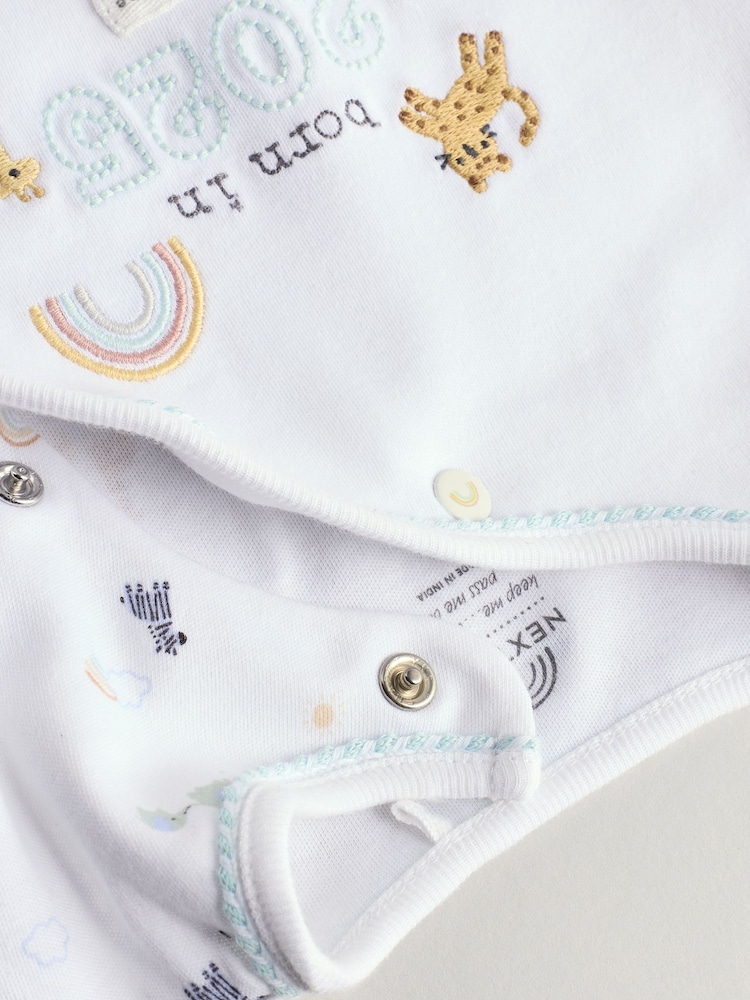 Wit - Born in 2025 baby pyjama en muts set (0 - 9 mnd) - Image 7 of 11
