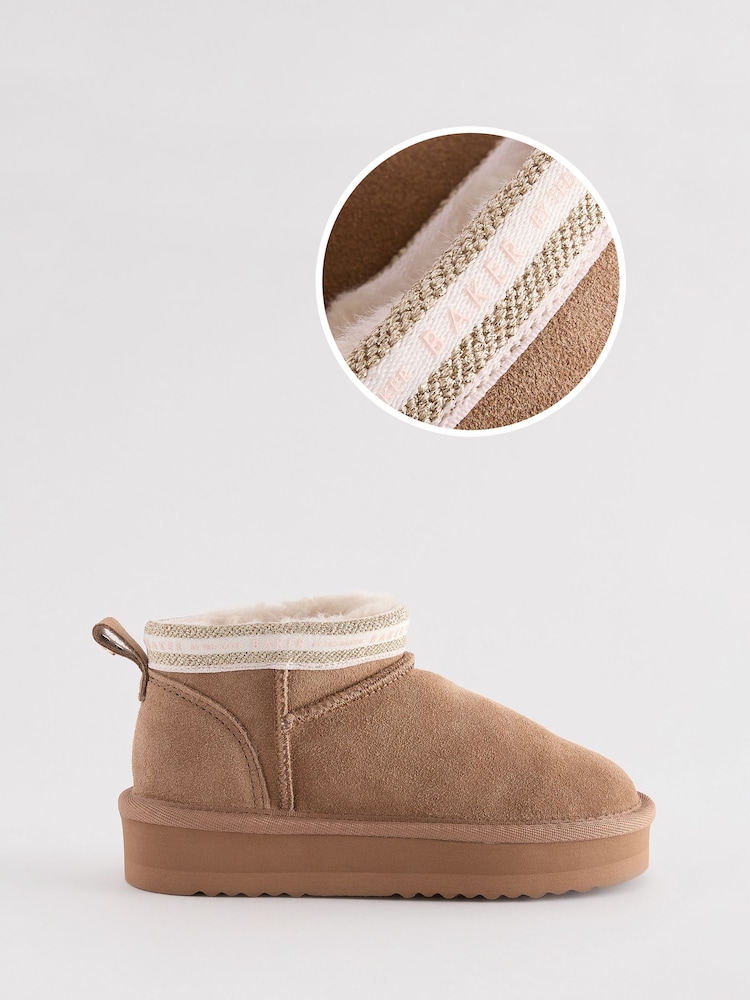Papuci pentru fete Baker by Ted Baker Cosy Boot Bronz Maro - Image 1 of 6