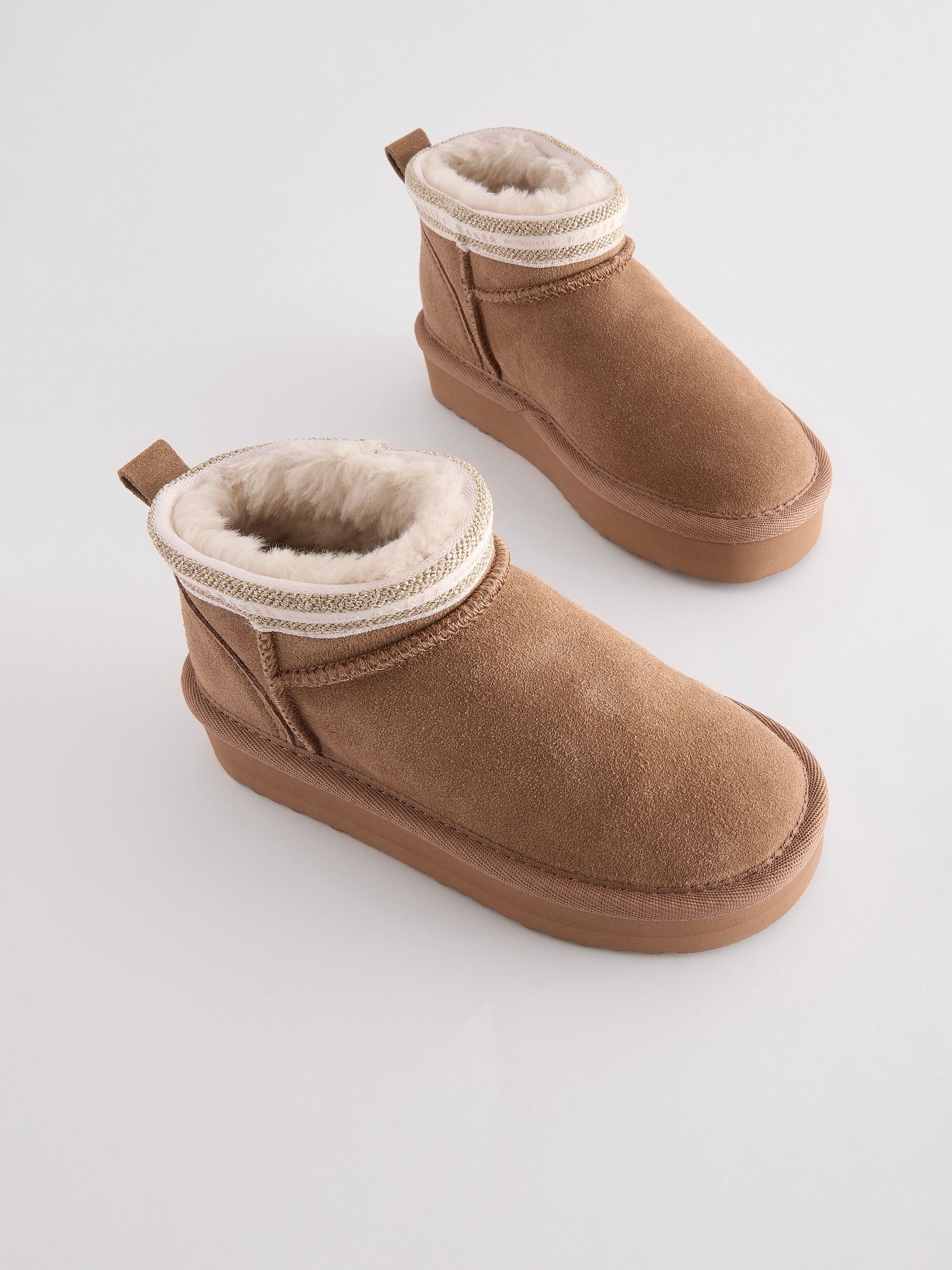 Baker by Ted Baker Girls Cosy Boot Tan Brown Slippers