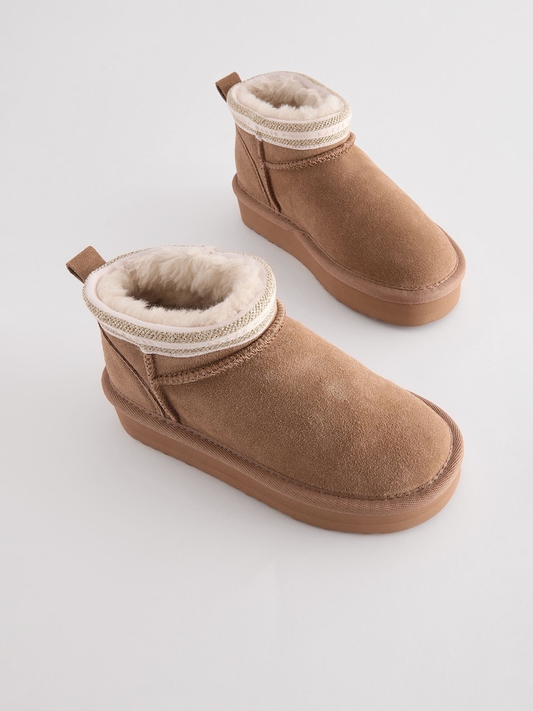 Papuci pentru fete Baker by Ted Baker Cosy Boot Bronz Maro - Image 2 of 6