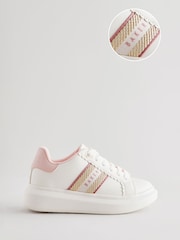Blanc - Baker by Ted Baker Girls Chunky Tape White Trainers - Image 1 de 6