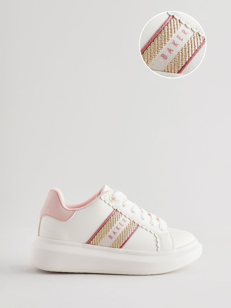 Weiß - Baker by Ted Baker Girls Chunky Tape White Trainers - Bild 1 von 6 Weiß - Baker by Ted Baker Girls Chunky Tape White Trainers - Bild 1 von 6