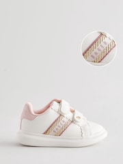 Blanc - Baker by Ted Baker Girls Chunky Tape White Trainers - Image 3 de 6