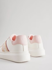 Blanc - Baker by Ted Baker Girls Chunky Tape White Trainers - Image 4 de 6