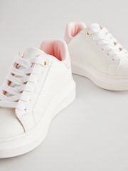 Blanc - Baker by Ted Baker Girls Chunky Tape White Trainers - Image 5 de 6