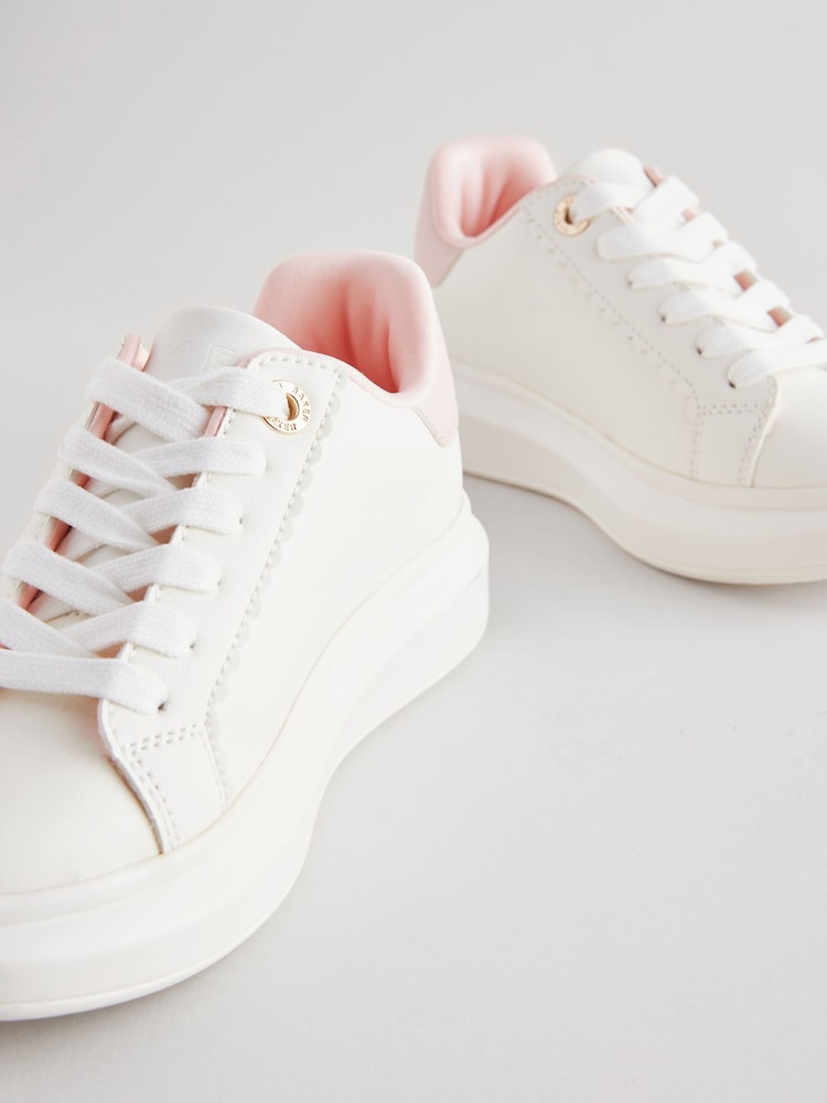 Blanc - Baker by Ted Baker Girls Chunky Tape White Trainers - Image 5 of 6